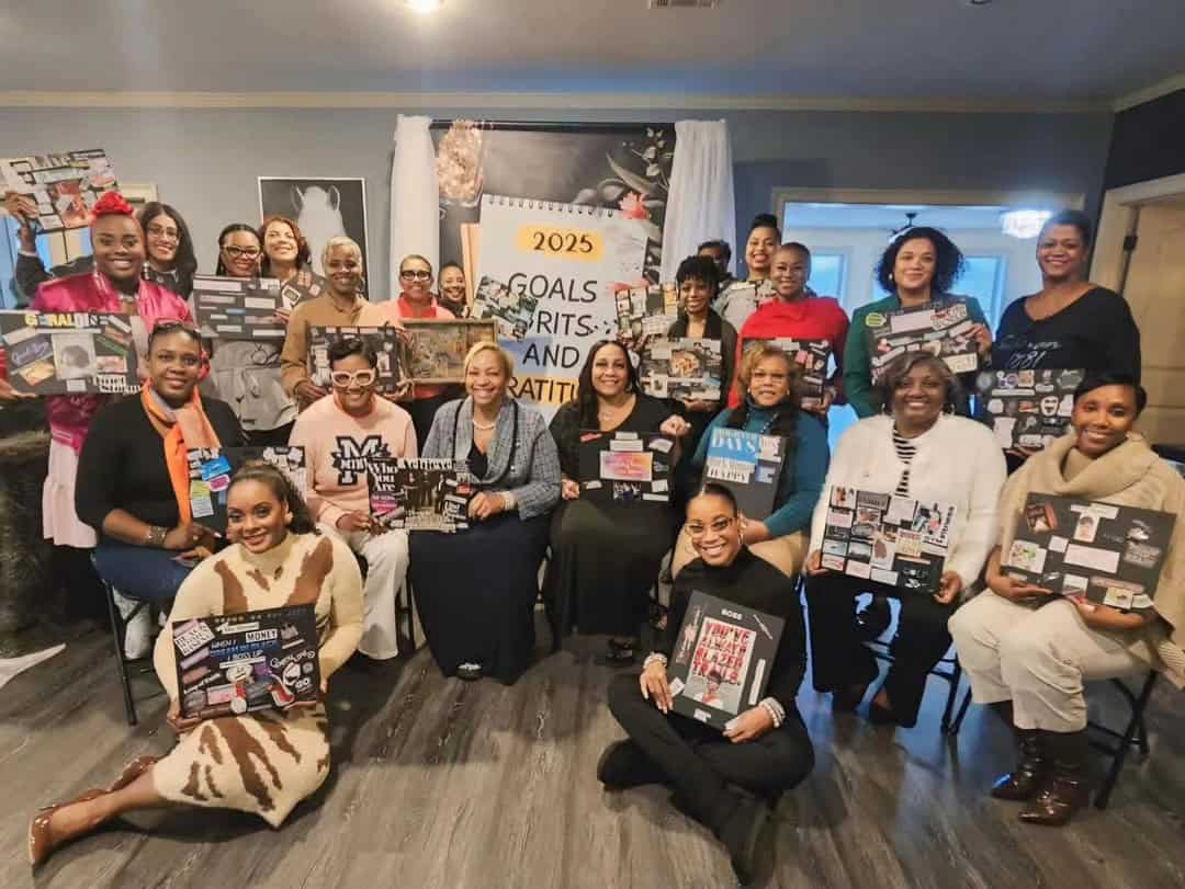 Group photo of diverse women at Angela J. White Consulting event 2023.